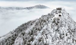 Çin'in Hengshan Dağları'ndan kar manzarası