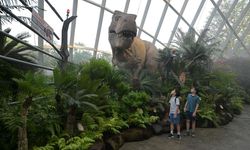 Singapur'da düzenlenen Jurassic World sergisinin ön gösterimine ziyaretçiler yoğun ilgi gösterdi