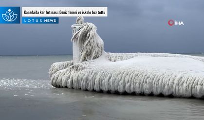 Kanada'da kar fırtınası: Deniz feneri ve iskele buz tuttu