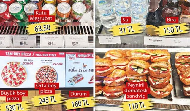 Fiyatları dudak uçuklattı: Su 31 lira, büyük boy pizza 530 lira!