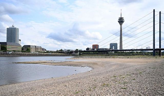 Almanya'da kuraklık Ren Nehri'ni vurdu