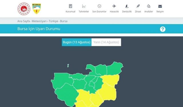 Meteorolojiden Bursa için uyarı