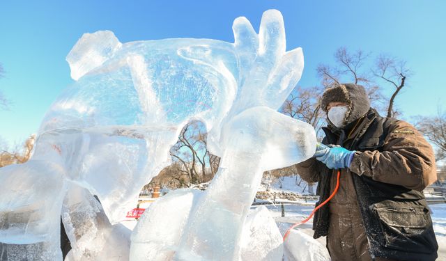 Çin'in Harbin kentinde buz heykeli yarışması düzenlendi