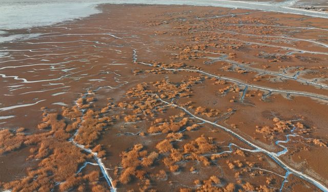 Çin'deki Liaohe Nehri'nden kış manzarası