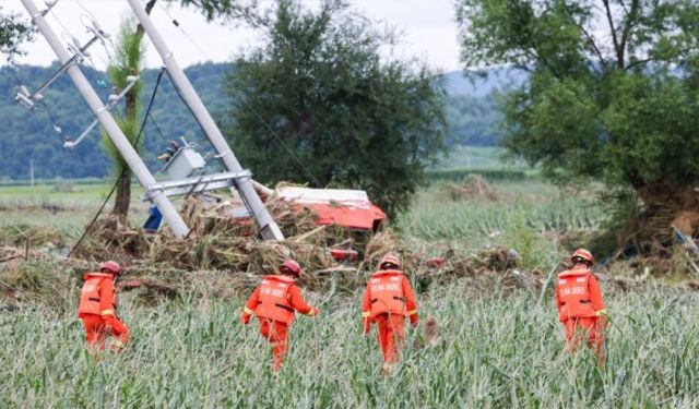 Çin'in kuzeyindeki Shulan'da sel sonrası yardım çalışmaları devam ediyor