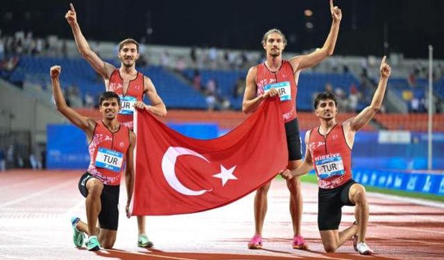 Erkekler 4x400 metre bayrak yarışında Türk takımı altın madalya aldı