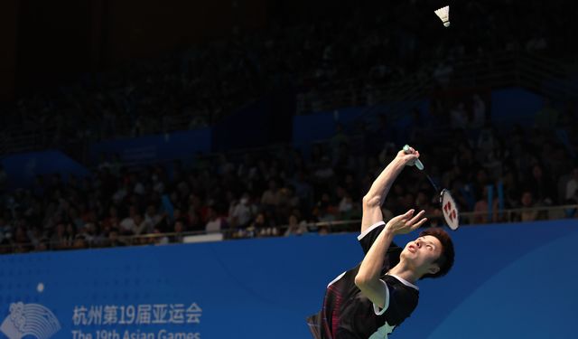 19. Asya Oyunları'nda Çin-Kamboçya Badminton Tek Erkekler 16. Tur müsabakası düzenlendi