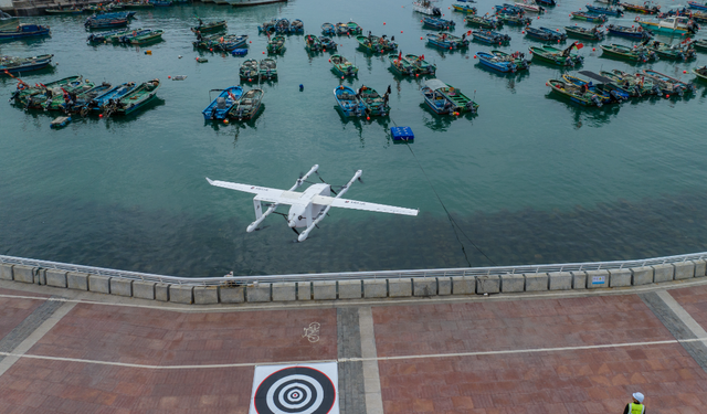 Çin'de deniz ürünleri drone ile teslim ediliyor