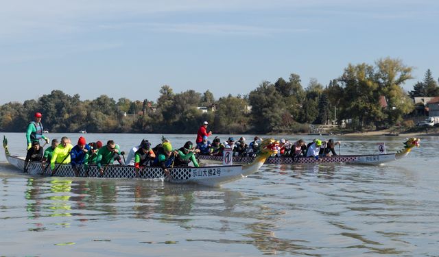 Macaristan'da Tuna Nehri'nde ejderha teknesi yarışı düzenlendi