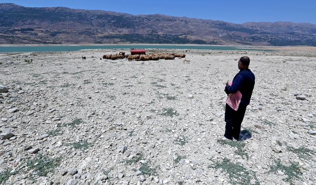 Lübnan'daki Karun Gölü'nün su seviyesi kuraklık ve sıcak hava nedeniyle hızla düşüyor