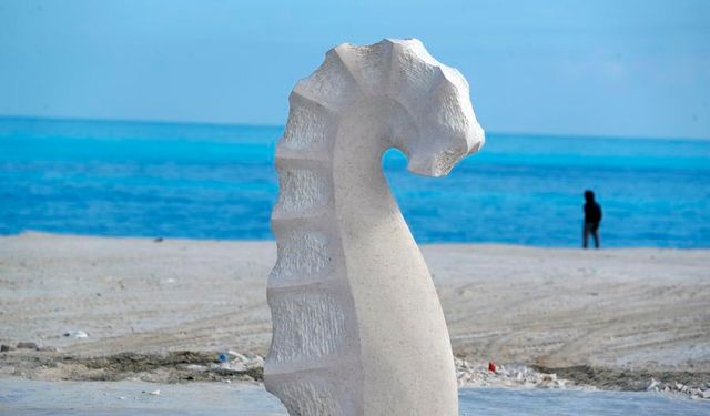 Mısır'ın Yeni Alameyn kentinin sahili beyaz heykellerle dolu açık hava galerisine dönüştü