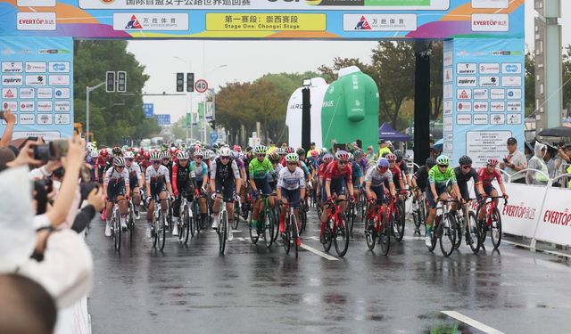 Çin'in Shanghai kentinde düzenlenen bisiklet yarışı kıyasıya mücadeleye sahne oldu