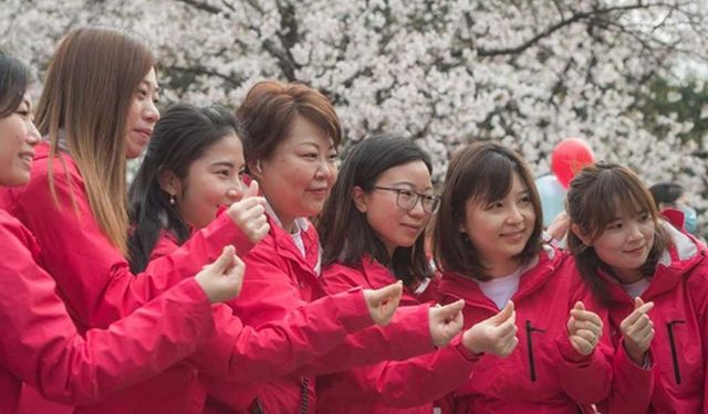 Çin genelindeki sağlık çalışanları bu kez kiraz çiçeği sezonu için Wuhan'a geldi