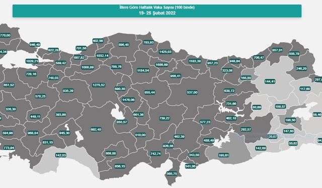 Denizli’de vaka sayısı yüz binde 968 oldu