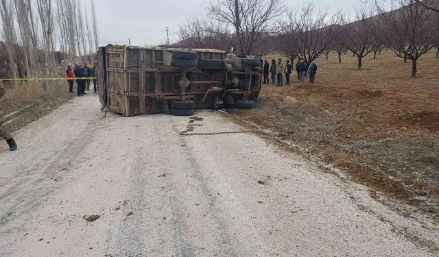 Virajı alamayan kamyon devrildi: 1 ölü, 1 yaralı