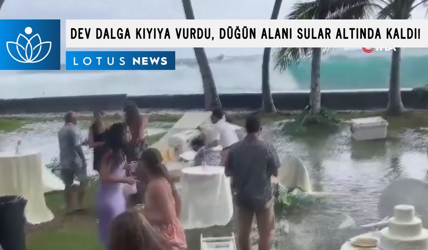 Hawaii'de dev dalga kıyıya vurdu, düğün alanı sular altında kaldı