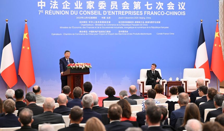 Çin Cumhurbaşkanı Xi ve Fransa Cumhurbaşkanı Macron, Çin-Fransa İş Konseyi 7. toplantısının kapanış törenine katıldı