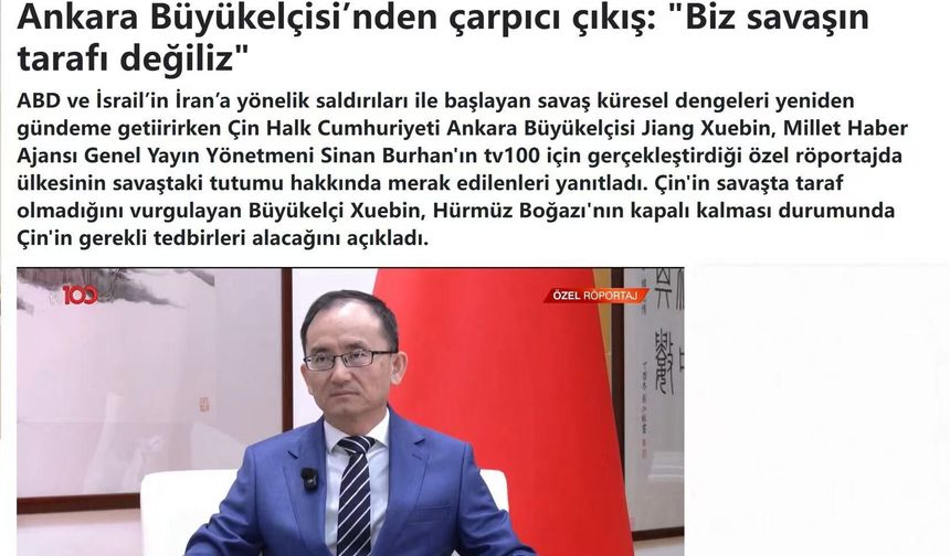 Çin'in Ankara Büyükelçisi Jiang Xuebin, Ortadoğu'daki gelişmeler ve Çin-Türkiye ilişkilerini değerlendirdi