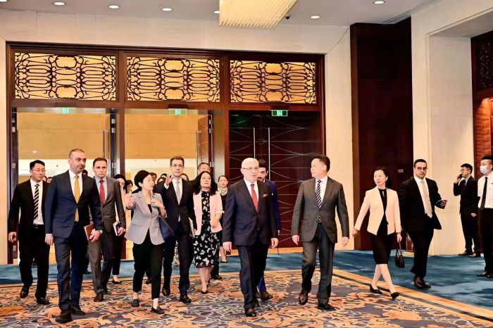 Türkiye’nin Beijing Büyükelçisi İsmail Hakkı Musa açılış törenin yapıldığı otele girerken