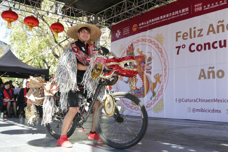 Ejderha Yılı Bisikletli Kostüm Yarışmasında Görülen Bir Katılımcı